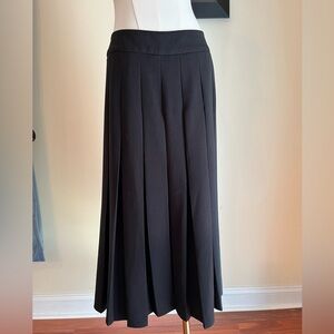 Reiss Black Pleated Wide Leg Crop Pants